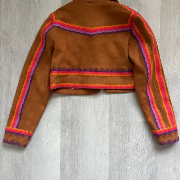 MOTHER THE SHRUGGER JACKET FAUX LEATHER BROWN SUEDE COACHELLA FESTIVAL SMALL - Picture 6 of 8